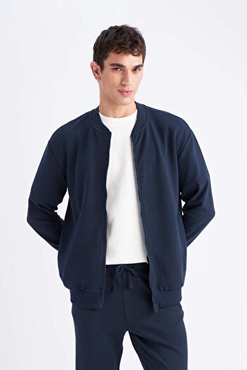DeFacto Relax Fit Kolej Yaka Dokulu Bomber Hırka D7930AX25SP