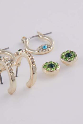 DeFacto Women's Stone 3-Piece Gold Earrings E3072Axns
