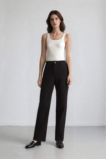 DeFacto Coool Straight Fit Gabardine Trousers High Waist E4346Ax25Sp