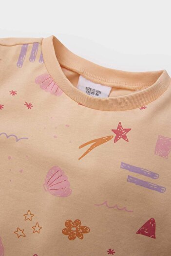 DeFacto Kız Bebek Pijama Takımı Desenli Uzun Kollu Penye Üst Beli Lastikli Uzun Alt E0764A525SP