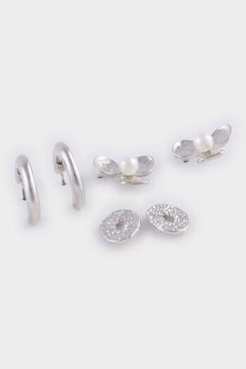 DeFacto Women's 3-Piece Silver Earrings E3067Axns