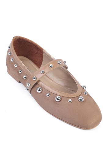Capone Outfitters Ruthie Studded Suede Look Ballerinas