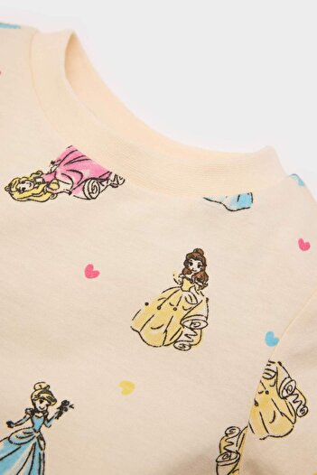 DeFacto Kız Bebek Pijama Takımı Disney Prenses Penye Uzun Kollu Üst Beli Lastikli Alt E4609A525SP
