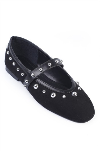 Capone Outfitters Ruthie Studded Suede Look Ballerinas