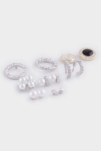 DeFacto Women's 6-Piece Silver Earrings E3060Axns