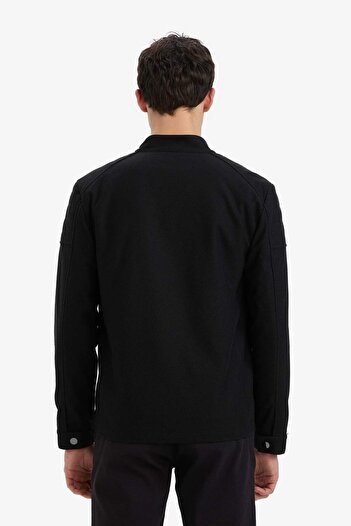 DeFacto Slim Fit Dar Kesim Dik Yaka Astarlı Fermuarlı Cepli Mevsimlik Baharlık Mont D7534AX25SP