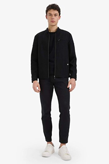 DeFacto Slim Fit Dar Kesim Dik Yaka Astarlı Fermuarlı Cepli Mevsimlik Baharlık Mont D7534AX25SP