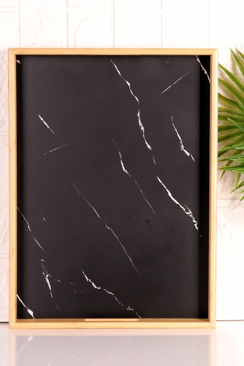 Bambum Black Marble Patterned Marbella Large Tray - B1423