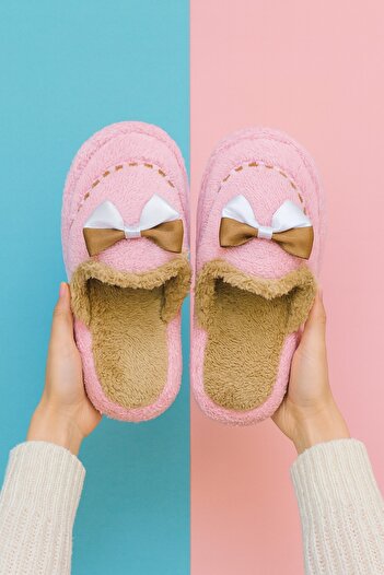 Moda Frato Golden Bow-Knot Indoor Women's House Slippers Daily Comfortable Winter Slippers