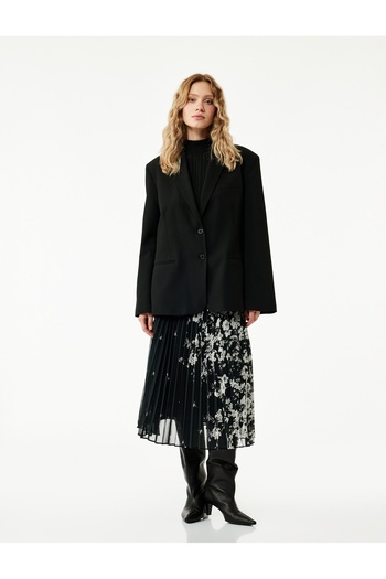 Koton Floral Patterned Midi Pleated Chiffon Skirt