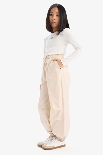 DeFacto Kız Çocuk Paraşüt Jogger Paça Pamuklu Pantolon D7606A825SM
