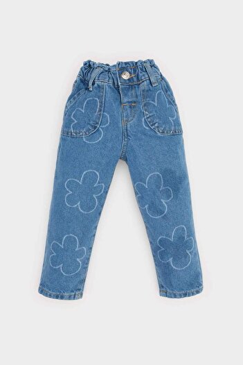 DeFacto Baby Girl Paperbag Floral Jean Trousers E7830A525Sp