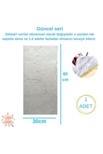 Renkli Duvarlar Kendinden Yapışkanlı 1 Adet 30x60cm Doğal Mermer Desenli Esnek Banyo Wc Duvar Paneli Kağıdı BS1744
