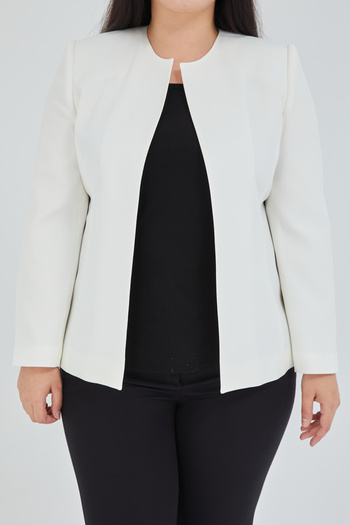 Fagi Women's Large Size Collarless White Jacket