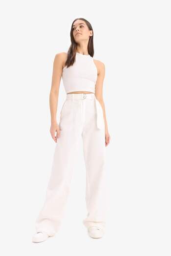 DeFacto Wide Leg Çift Cepli Yüksek Bel Standart Boy Modal Geniş Bol Paça Pantolon D4467AX25SP