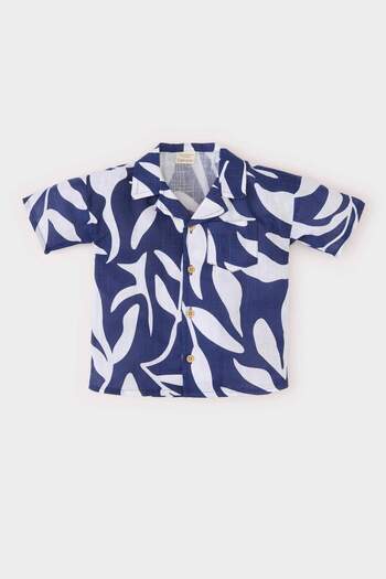 DeFacto Baby Boy Patterned Flared Poplin Short Sleeve Shirt E2024A525Sm
