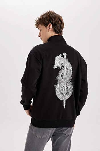 DeFacto Vikings Boxy Fit Thick Collar Printed Sweatshirt D6769Ax25Sp