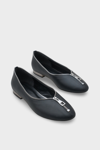 Capone Outfitters Laurella Short Heeled Zippered Women's Ballerinas