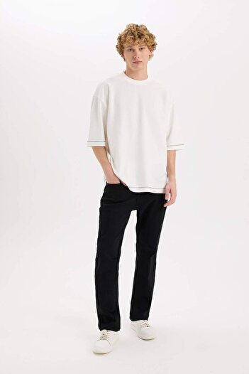 DeFacto Diago Comfort Fit Comfortable Fit High Waist Wide Leg Black Jean Pants E3323Ax25Sp