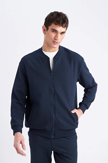 DeFacto Relax Fit Kolej Yaka Dokulu Bomber Hırka D7930AX25SP