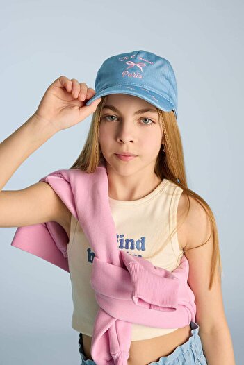 DeFacto Girl's Embroidered Jean Look Cap Hat D8429A825Sm