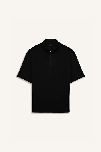 DeFacto Defactofit Standard Fit Stand Collar Zippered Athlete Fabric T-Shirt E3962Ax25Sp