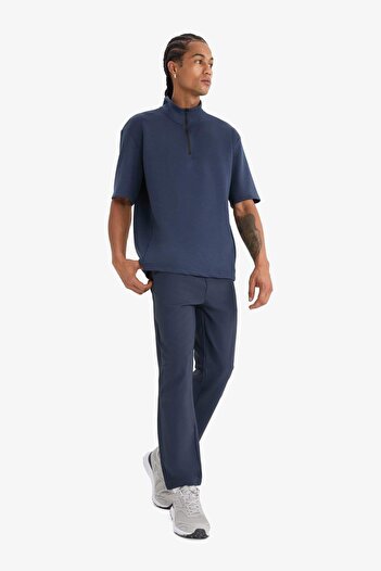 DeFacto Defactofit Standard Fit Stand Collar Zippered Athlete Fabric T-Shirt E3962Ax25Sp