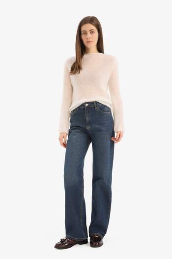 DeFacto Regular Fit Boat Neck Basic Plain Knitwear Sweater E6997Ax25Sp