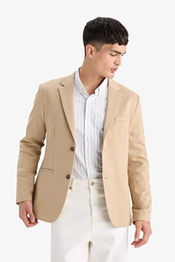 DeFacto Slim Fit Dar Kesim Astarlı Blazer Ceket W9254AZ25SP