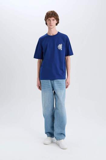 DeFacto Tricou cu mânecă scurtă, 100% bumbac, cu decolteu rotund, cu imprimeu pe spate D6156AX25SP