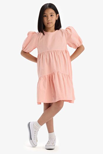 DeFacto Girls' Crew Neck Cotton Short Sleeve Summer Dress B6927A825Sm
