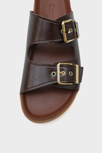 Capone Outfitters Margy Wedge Heeled Double Buckle Women's Comfort Slippers