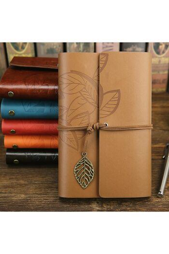 GiralStore Antique Page Leather Covered Agenda Daily Memory and Notepad