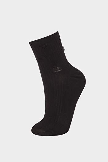 DeFacto Women's Seamless Ripped Patterned 2-Piece Combed Cotton Premium Socks E8639Axns