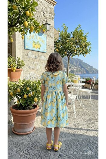 HÇ Hülya Çelik KİDSWEAR 2018 Kız Çocuk Limon Desenli Elbise