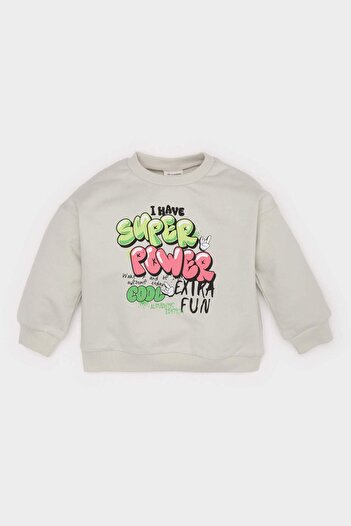DeFacto Baby Boy Crew Neck Printed Sweatshirt E5936A525Sp