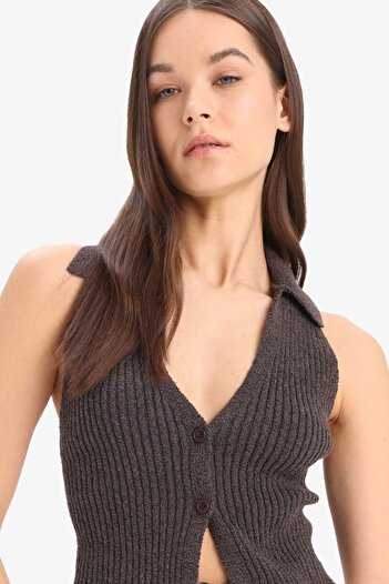 DeFacto Coool Slim Fit Slim Fit Buttoned Knitwear Vest D3584Ax25Sp