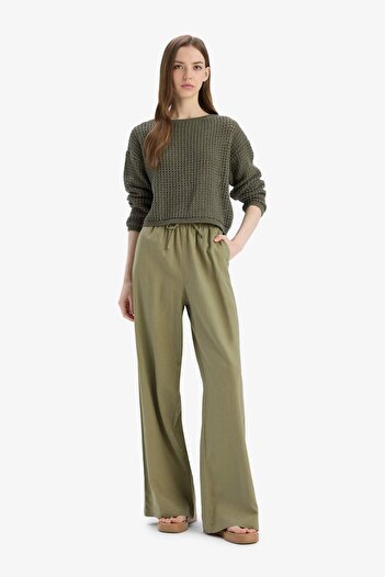 DeFacto Regular Fit Crew Neck Crochet Knitwear Sweater T4513Az25Sp