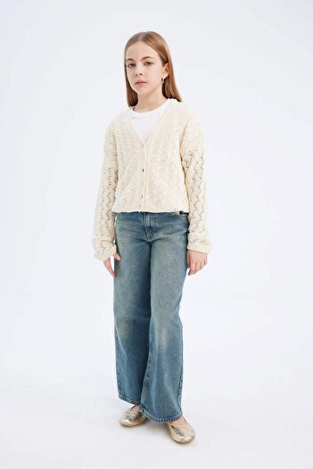 DeFacto Girl's V-Neck Knitwear Cardigan D9219A825Sp
