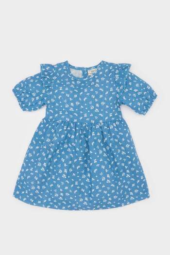 DeFacto Rochie din poplin cu mâneci scurte cu modele pentru fetiță E5809A525SP