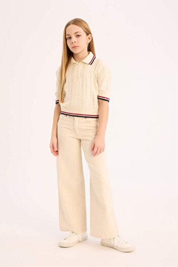 DeFacto Kız Çocuk Wide Leg Geniş Paça Pamuklu Pantolon D7098A825SM