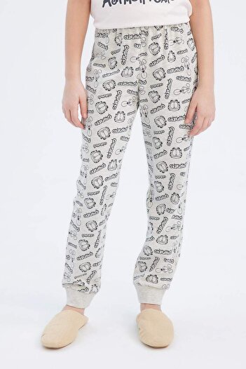 DeFacto Kız Çocuk Garfield Pijama Takımı Kısa Kollu Üst Beli Lastikli Uzun Alt E2223A825SM