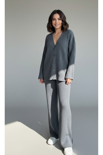 My Blog Anthracite Cardigan Knitwear Set - 4600