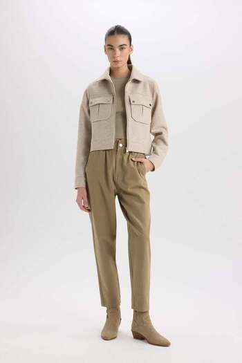 DeFacto Polo Neck Pocket Zip Short Coat - D5767Ax25Sp