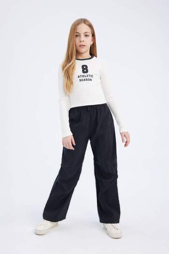 DeFacto Girls Slim Fit Slim Fit Crew Neck Printed Long Sleeve T-Shirt D7439A825Sp