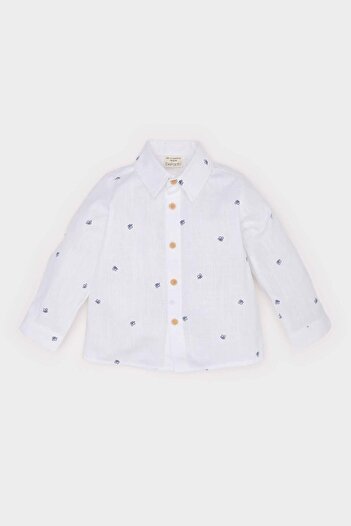 DeFacto Baby Boy Print Flame Poplin Long Sleeve Shirt E2022A525Sp