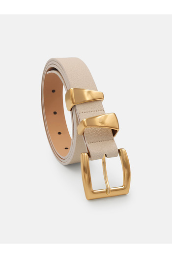 Milleniva Asymmetrical Gold Bridged Ecru Women's Belt