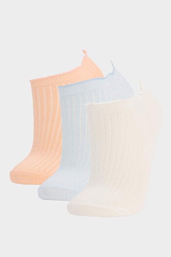 DeFacto Girl's Ruffled 3-Piece Cotton Booties Socks E6057A8Ns