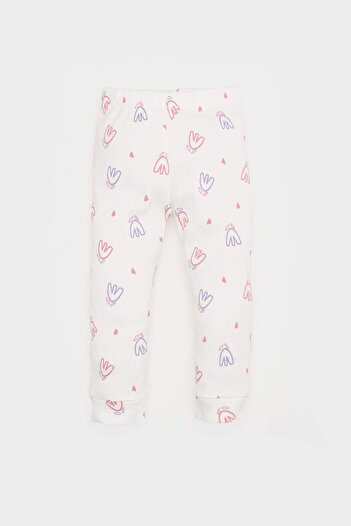 DeFacto 2-teiliges Set für Babys, Mädchen, geblümtes, geripptes Camisole, langärmliger Body mit Druckknöpfen, langer Unterteil E2386A525SP