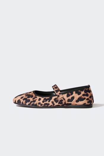 DeFacto Women's Leopard Patterned Single Strap Flat Sole Ballerinas E7183Ax25Sp